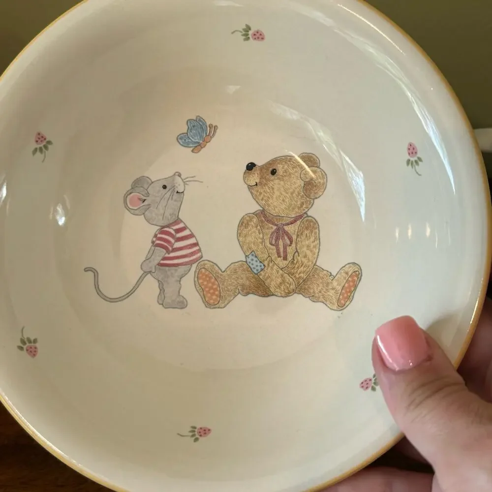 Vintage Mikasa Teddy Bowl and Mug Two Piece Set